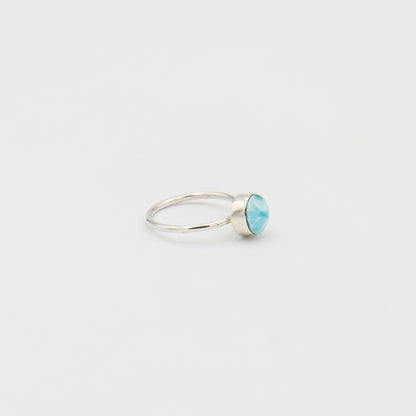 Larimar Small Round Sterling Dainty Band Ring Size 8
