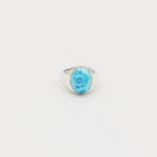Larimar Signet Sterling Ring Size 10