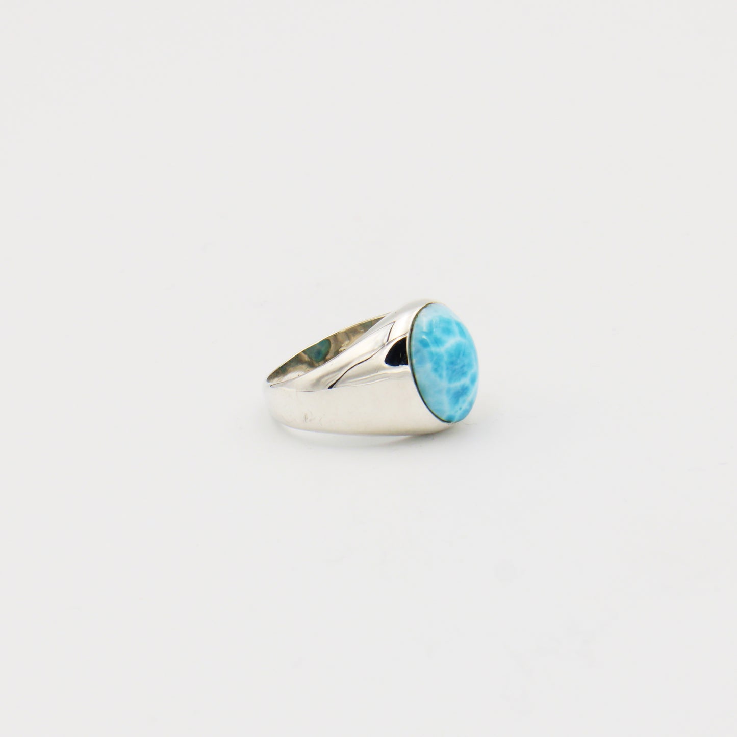 Larimar Signet Sterling Ring Size 10