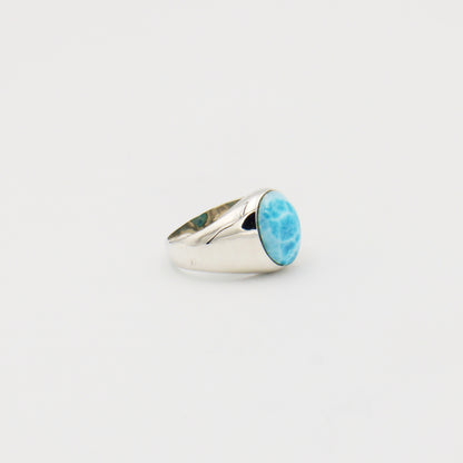 Larimar Signet Sterling Ring Size 10