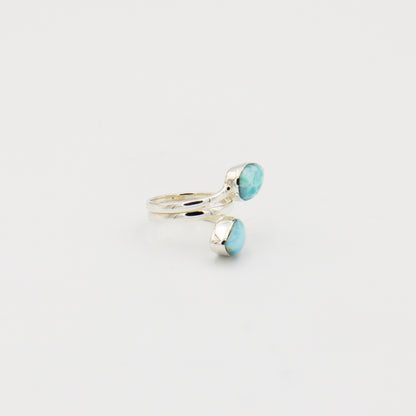 Larimar Double Pear Wrapped Sterling Ring Size 7