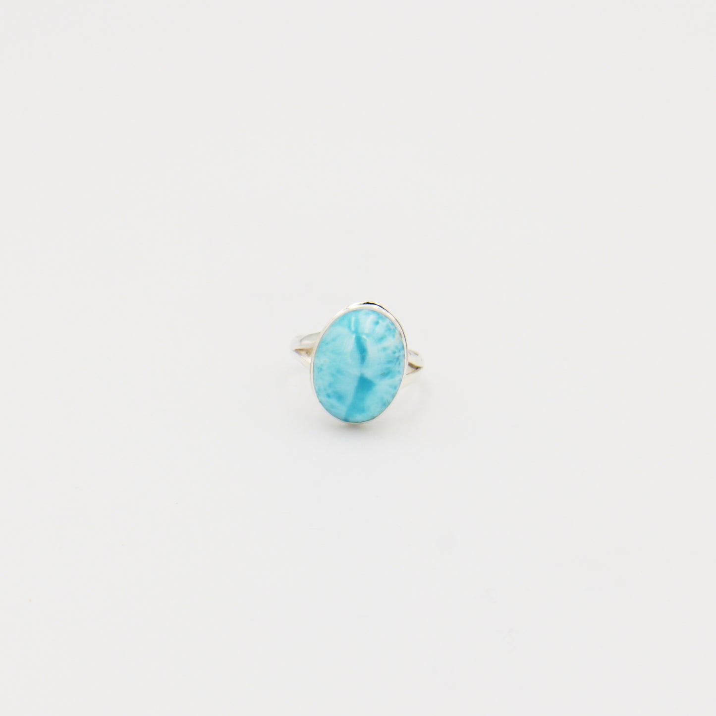 Larimar Oval with Split Shank Sterling Ring Size 7