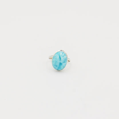 Larimar Oval with Split Shank Sterling Ring Size 7