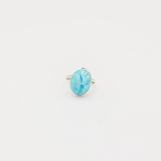 Larimar Oval with Split Shank Sterling Ring Size 7
