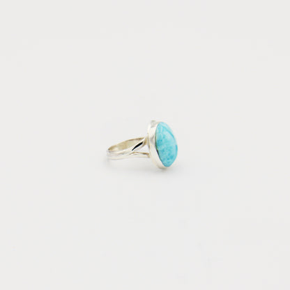 Larimar Oval with Split Shank Sterling Ring Size 7