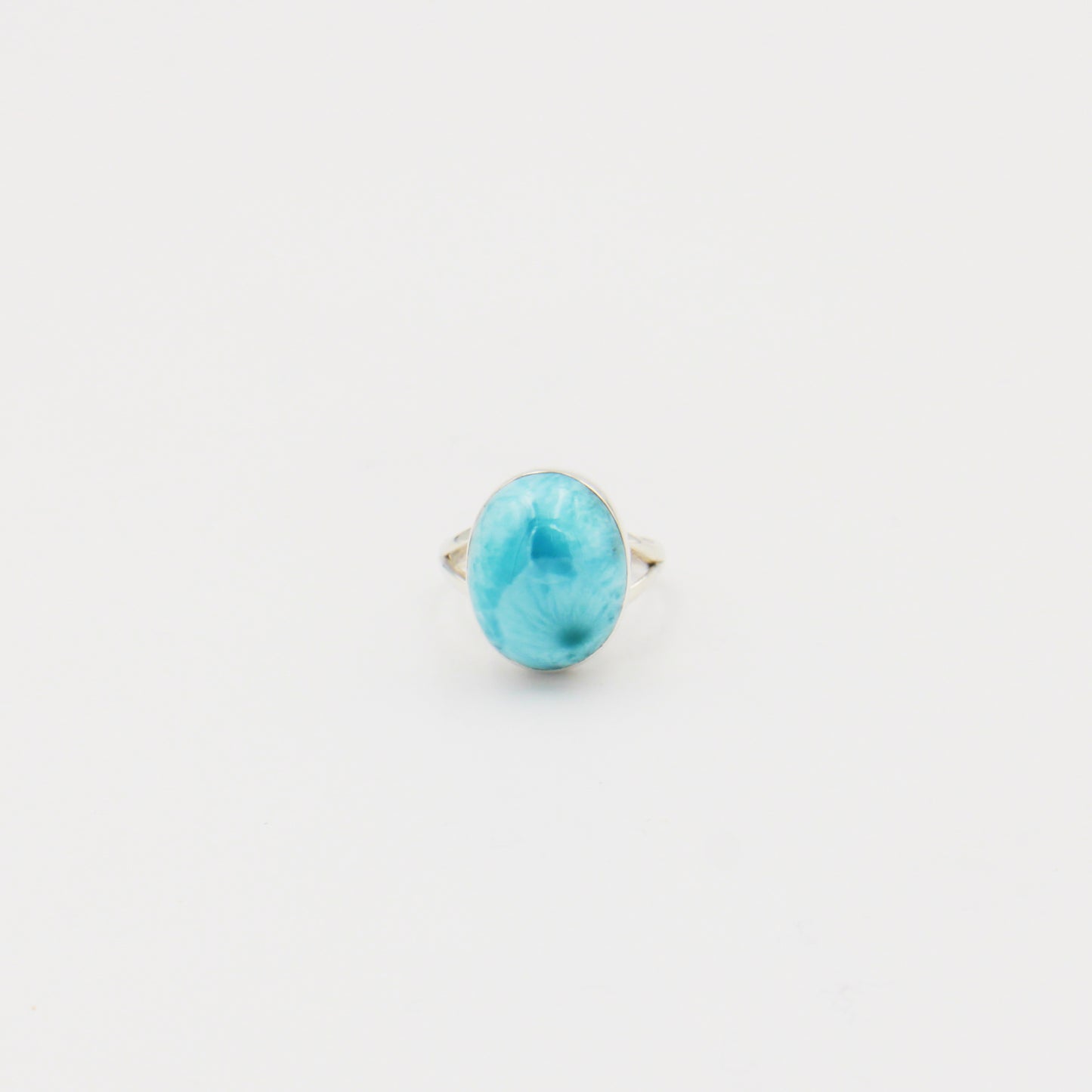 Larimar Oval with Split Shank Sterling Ring Size 7