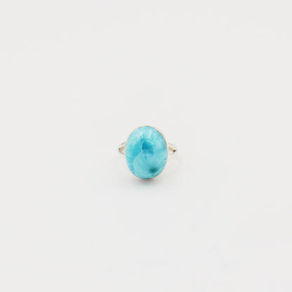 Larimar Oval with Split Shank Sterling Ring Size 7