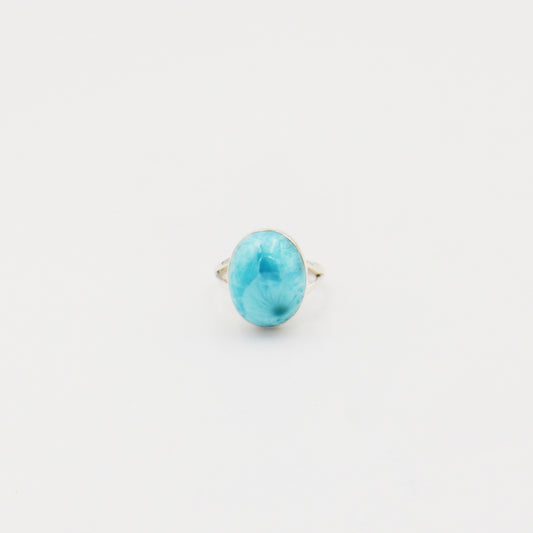 Larimar Oval with Split Shank Sterling Ring Size 7