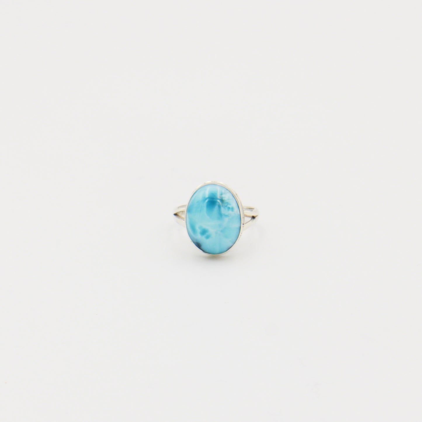 Larimar Oval Sterling Split Shank Ring Size 7