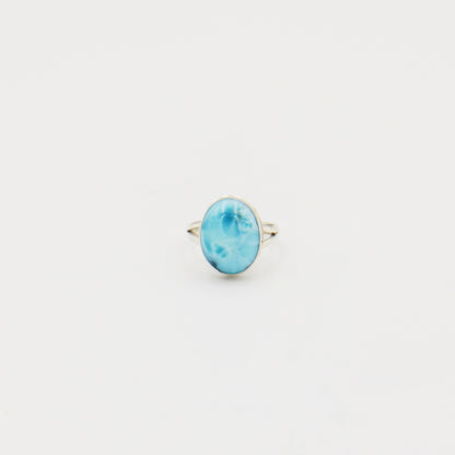 Larimar Oval Sterling Split Shank Ring Size 7