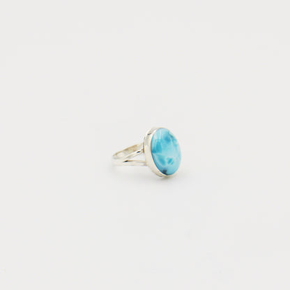 Larimar Oval Sterling Split Shank Ring Size 7