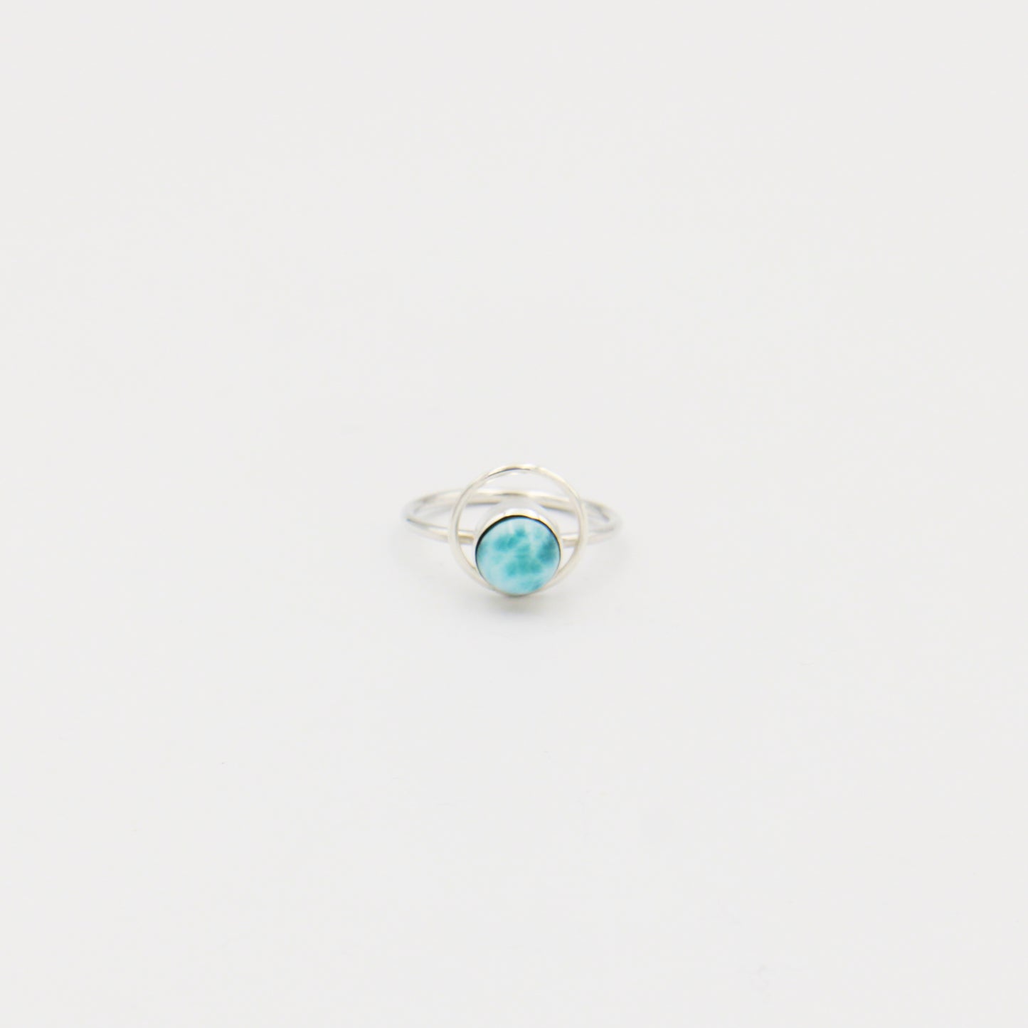 Larimar Small Round with Loop Sterling Ring Size 7