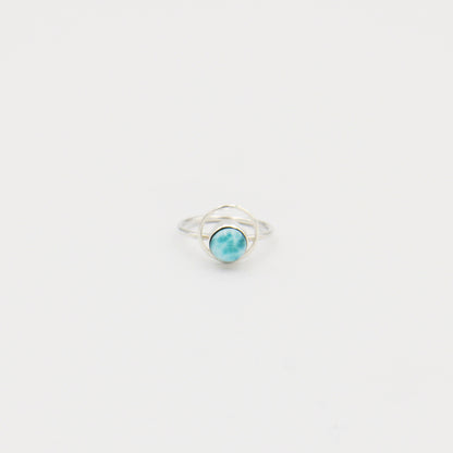 Larimar Small Round with Loop Sterling Ring Size 7