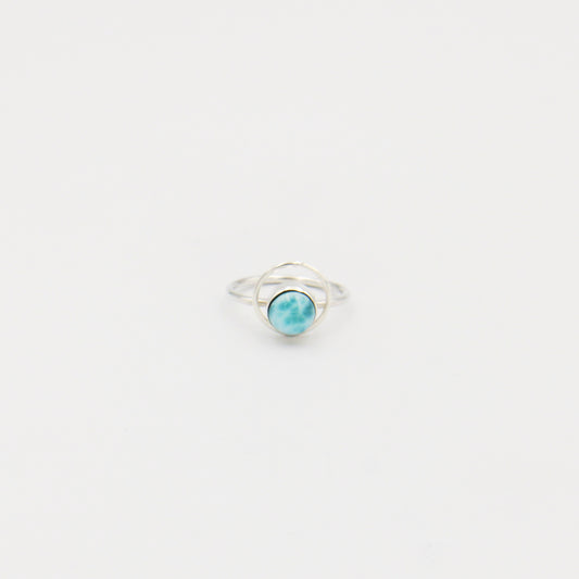Larimar Small Round with Loop Sterling Ring Size 7