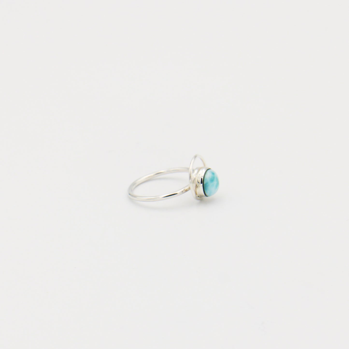 Larimar Small Round with Loop Sterling Ring Size 7