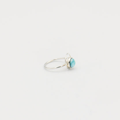 Larimar Small Round with Loop Sterling Ring Size 7