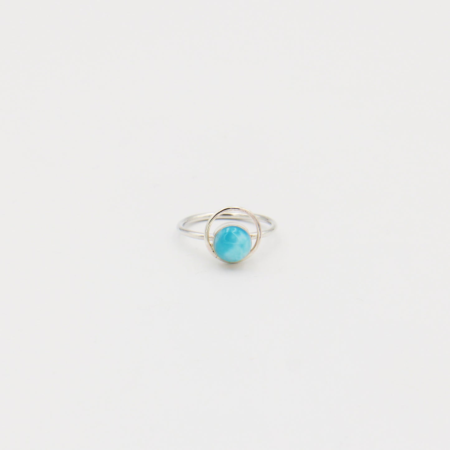 Larimar Small Round with Loop Sterling Ring Size 6.5