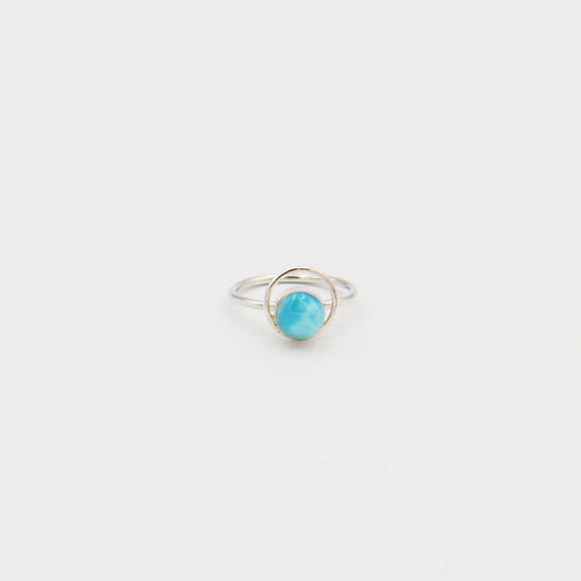 Larimar Small Round with Loop Sterling Ring Size 6.5