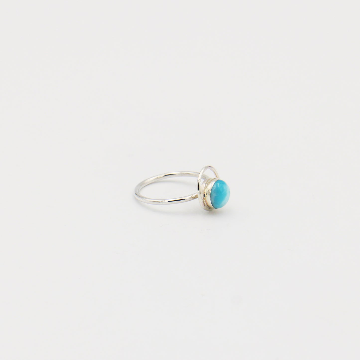 Larimar Small Round with Loop Sterling Ring Size 6.5