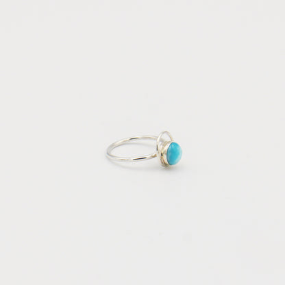 Larimar Small Round with Loop Sterling Ring Size 6.5