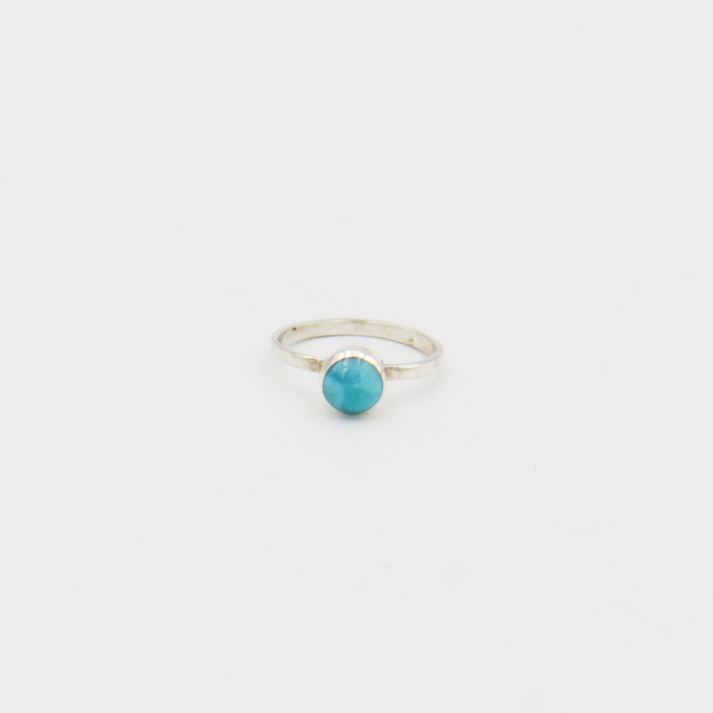 Larimar Small Round Sterling Dainty Band Ring Size 9.5