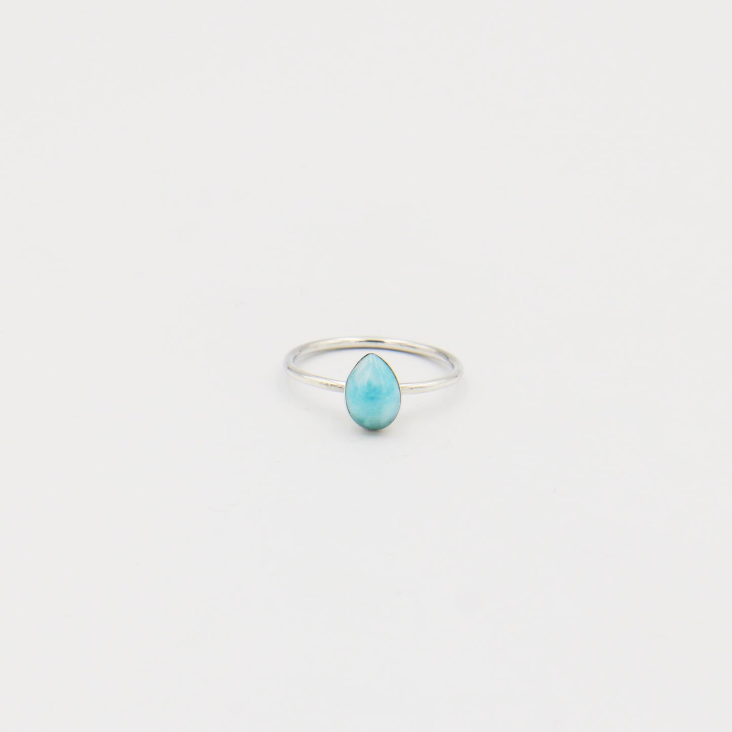 Larimar Dainty Pear Sterling RIng Size 8.5