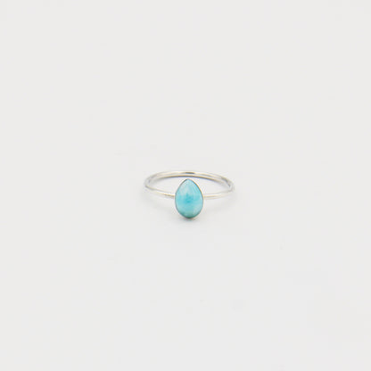 Larimar Dainty Pear Sterling RIng Size 8.5