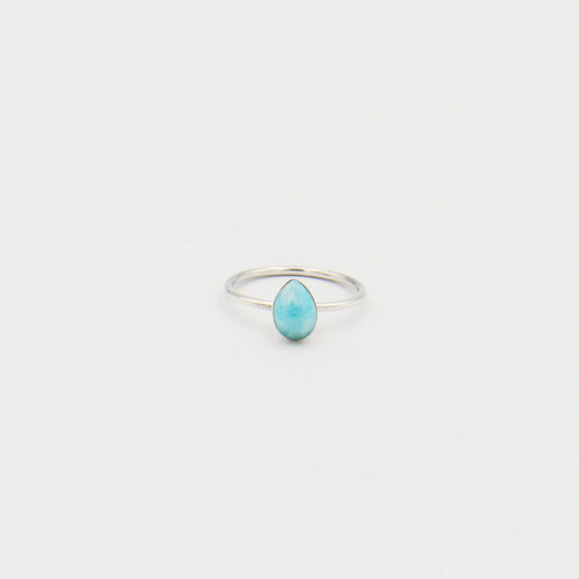 Larimar Dainty Pear Sterling RIng Size 8.5