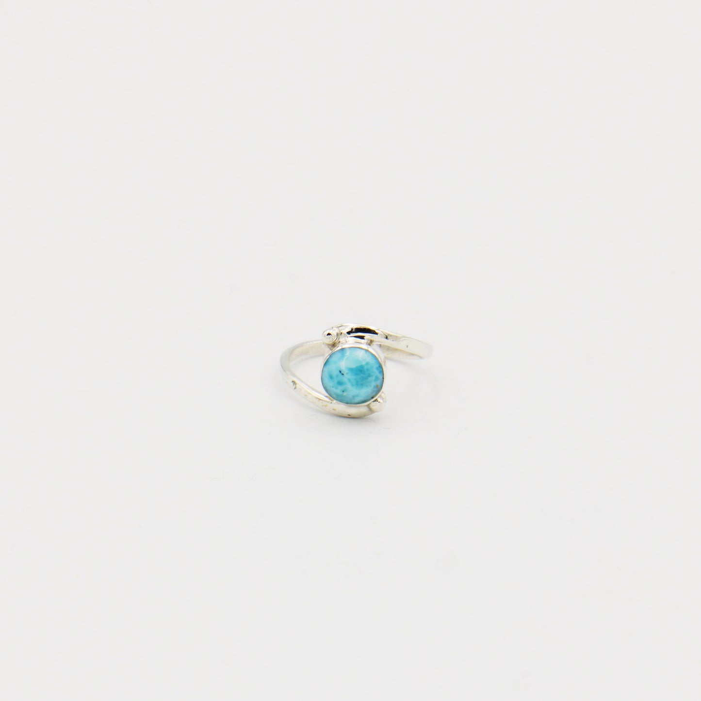 Larimar Round Sterling Bypass Ring Size 6