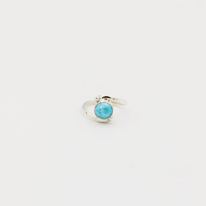 Larimar Round Sterling Bypass Ring Size 6