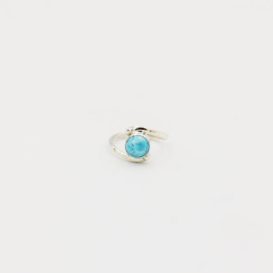 Larimar Round Sterling Bypass Ring Size 6