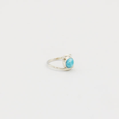 Larimar Round Sterling Bypass Ring Size 6