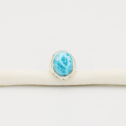 Larimar Oval Sterling Bezel Ring Size 7