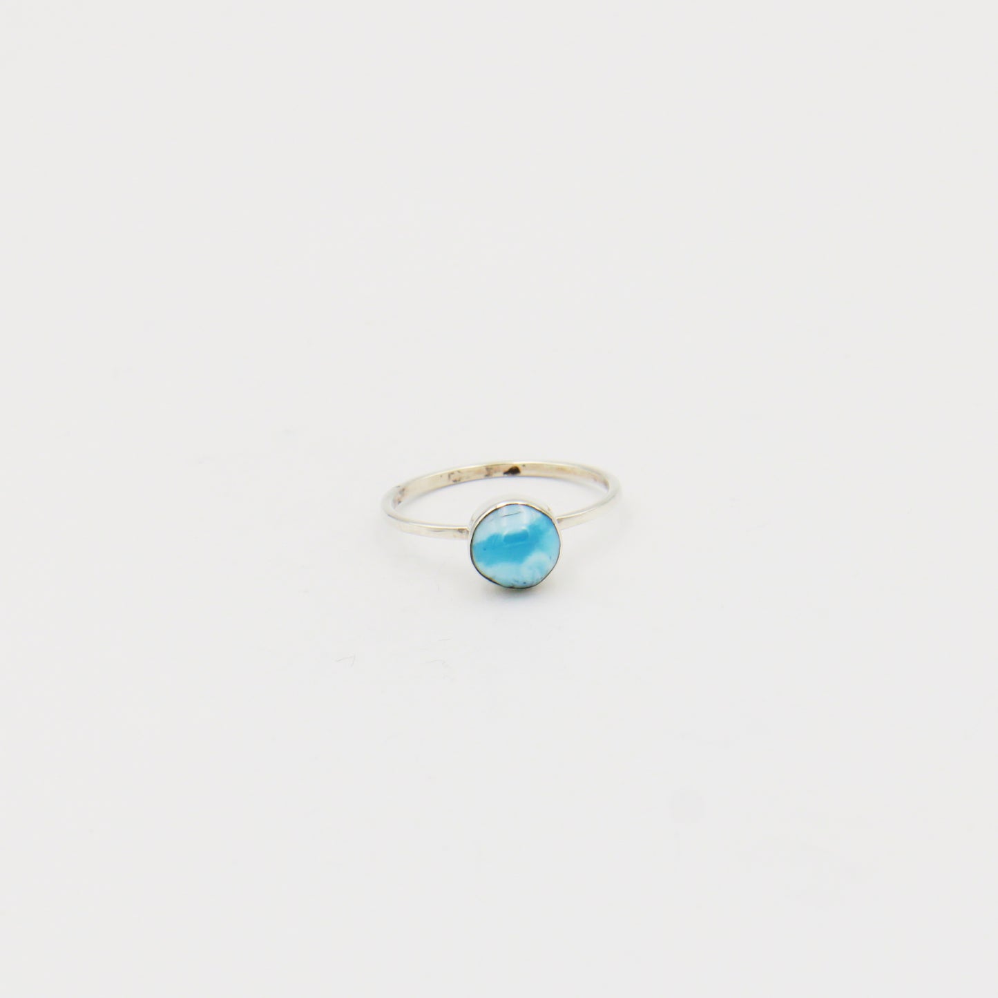 Larimar Small Round Sterling RIng Size 9