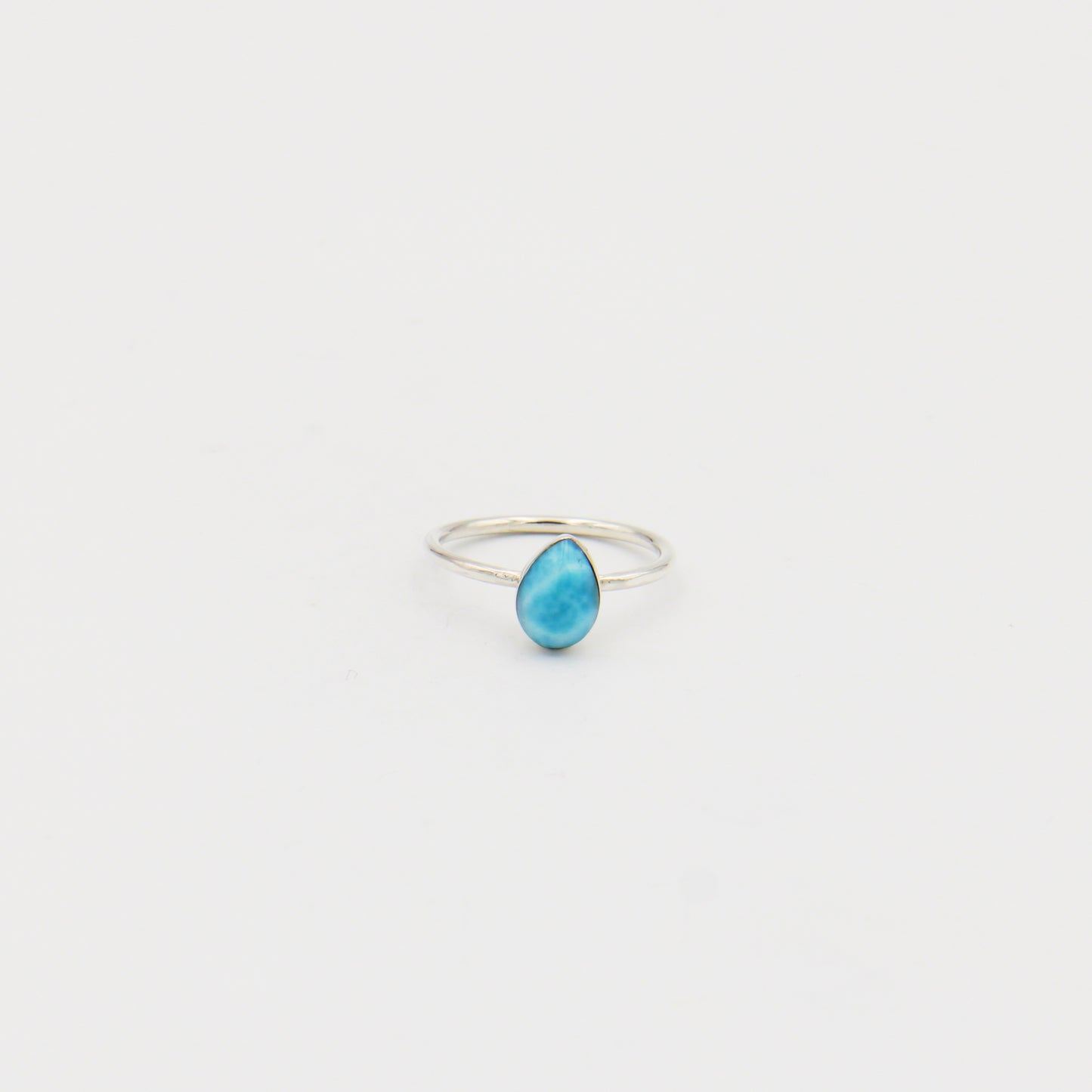 Larimar Dainty Pear Sterling RIng Size 7
