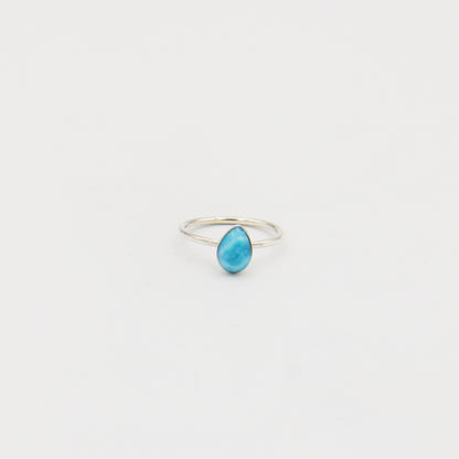 Larimar Dainty Pear Sterling RIng Size 7