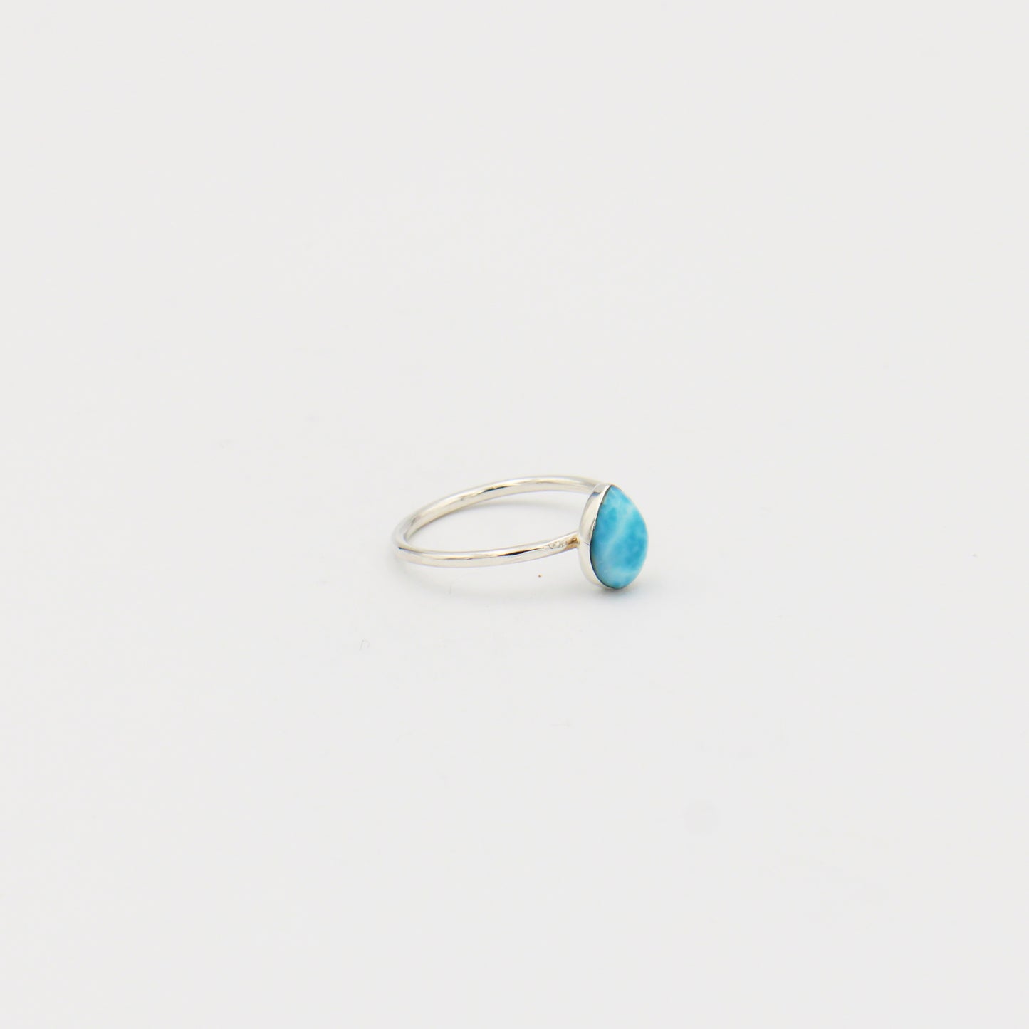 Larimar Dainty Pear Sterling RIng Size 7