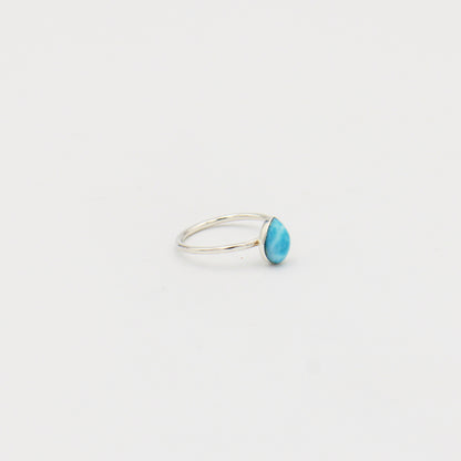 Larimar Dainty Pear Sterling RIng Size 7