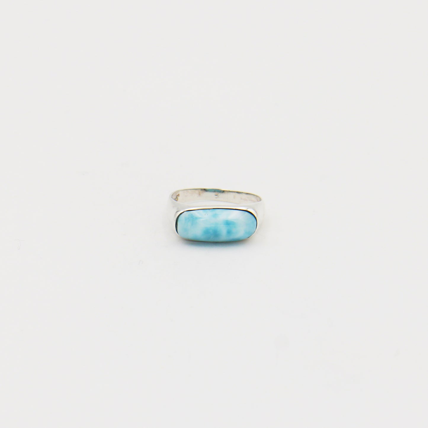 Larimar Side to Side Baguette Sterling Ring Size 7.5