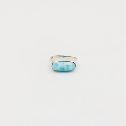 Larimar Side to Side Baguette Sterling Ring Size 7.5