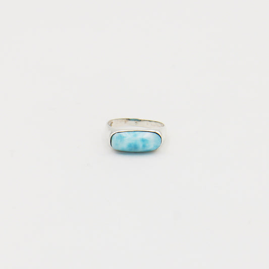 Larimar Side to Side Baguette Sterling Ring Size 7.5