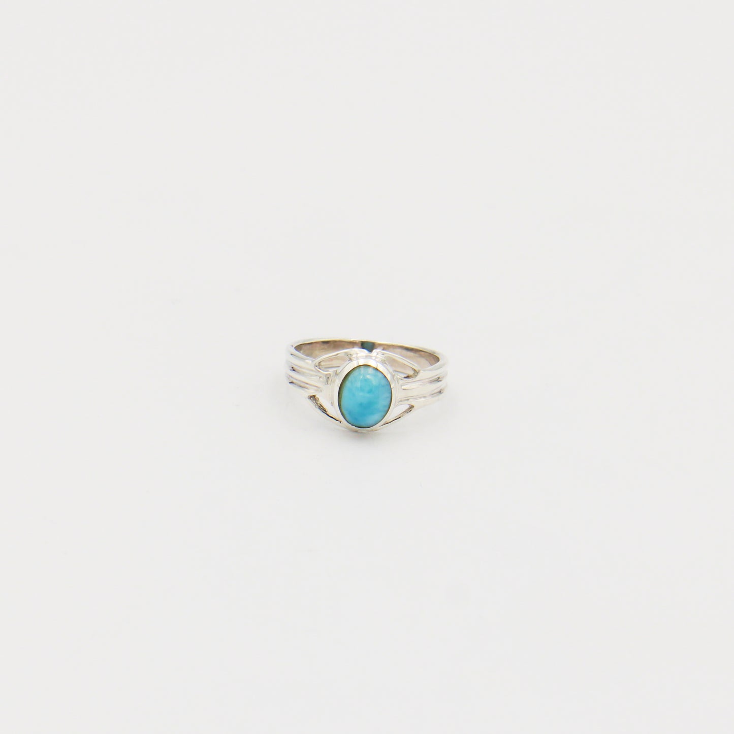 Larimar Nouveau Oval Sterling Ring Size 7
