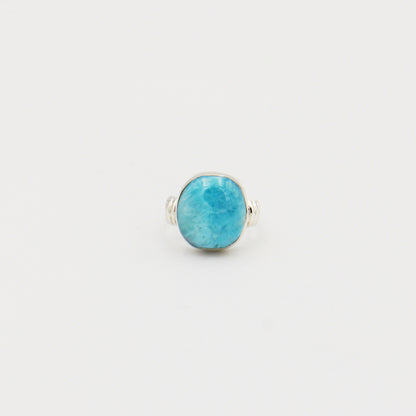Larimar Oval Sterling Ring with Band Rings Size 6