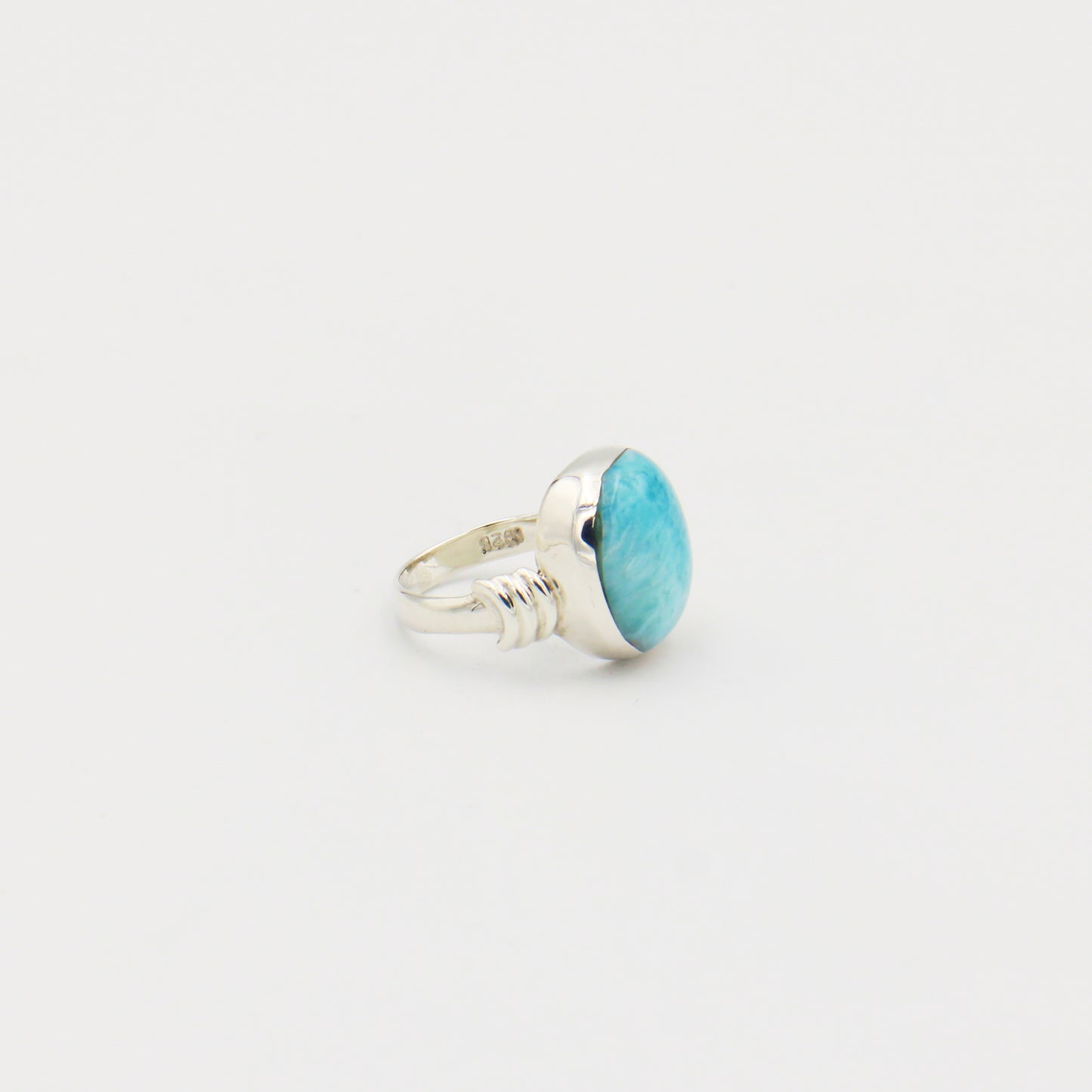 Larimar Oval Sterling Ring with Band Rings Size 6