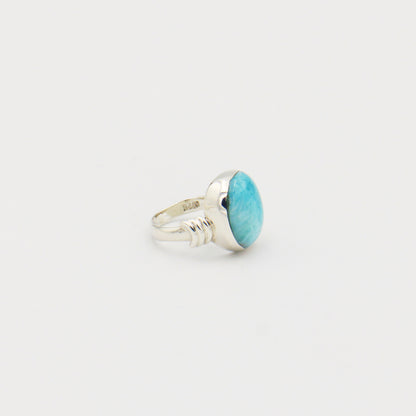 Larimar Oval Sterling Ring with Band Rings Size 6