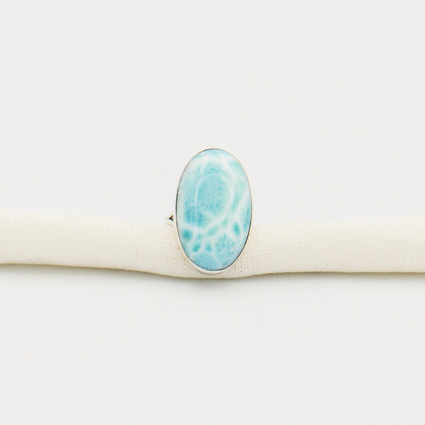 Larimar Large Oval Sterling Split Shank Ring Size 8