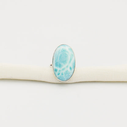 Larimar Large Oval Sterling Split Shank Ring Size 8