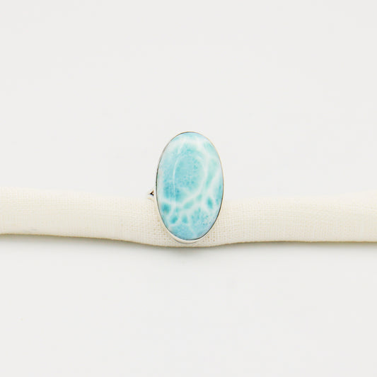 Larimar Large Oval Sterling Split Shank Ring Size 8