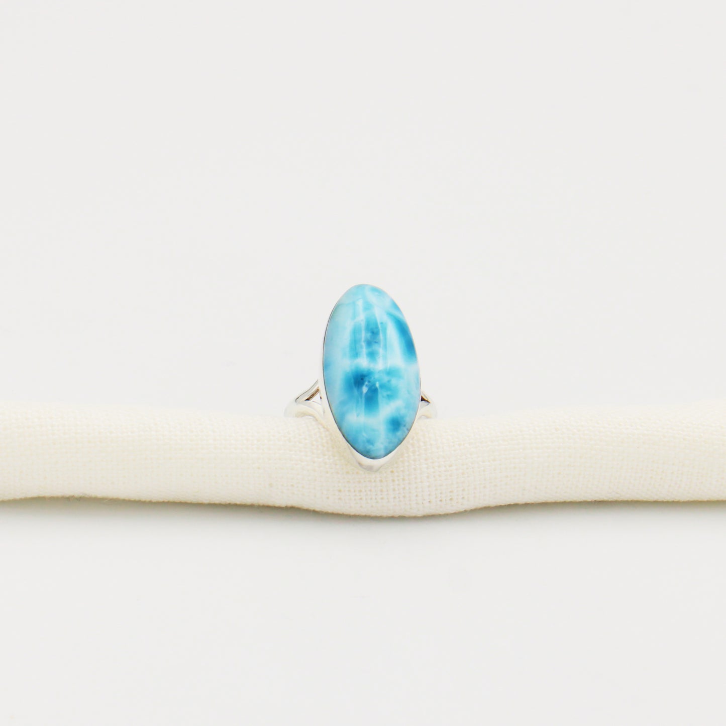 Larimar Long Oval Split Band Sterling Ring Size 7