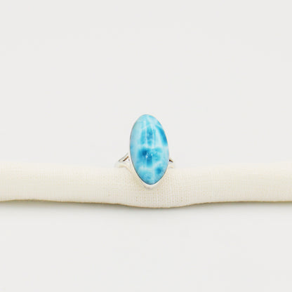 Larimar Long Oval Split Band Sterling Ring Size 7